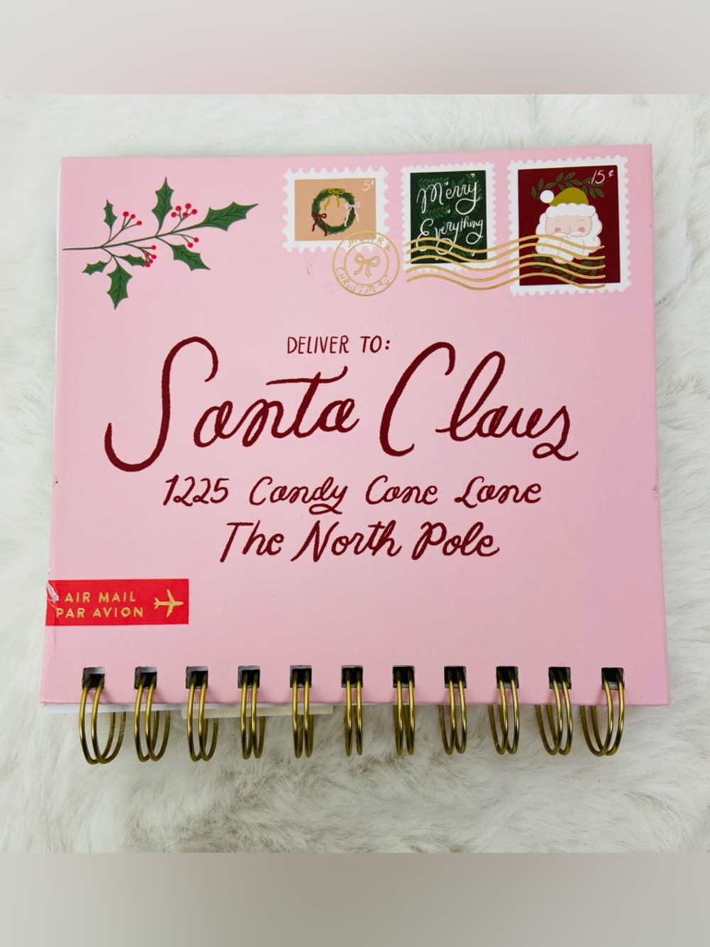 Fringe Studio deliver to Santa Pink Holiday Stamp Spiral 200 page Notebook